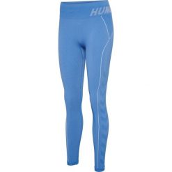 Legginsy bezszwowe damskie Hummel Christel. Niebieskie legginsy Hummel, bez wzorów, sportowe. Za 153.50 zł.
