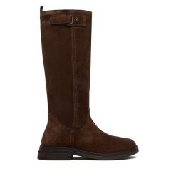 Kozaki U.S. Polo Assn. Brązowe kozaki U.S. Polo Assn., bez wzorów, bez obcasa, na płaskiej podeszwie, bez zapięcia. Za 549.99 zł.