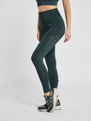 Damskie legginsy z wysoką talią Hummel hmlnorma. Zielone legginsy Hummel, bez wzorów, z jersey, klasyczne. Za 149.50 zł.
