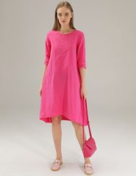 LUŹNA SUKIENKA Z BAWEŁNY. Czerwone sukienki Unisono, l, bez wzorów, z bawełny, bez kołnierzyka, bez ramiączek, rozkloszowane. Za 279.00 zł.