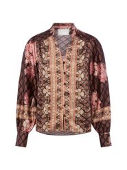 Neo Noir Bluzka damska - Massima Botanical Kobiety brązowy|pomarańczowy|wielokolorowy wzorzysty, 38. Brązowe bluzki Neo Noir, bez wzorów, z syntetyku, eleganckie, bez kołnierzyka, bez ramiączek. Za 229.95 zł.