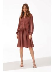 TATUUM Sukienka w kolorze brązowym rozmiar: XL. Brązowe sukienki Tatuum, xl, bez wzorów, bez kołnierzyka, bez ramiączek, midi. Za 105.63 zł.