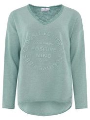 Zwillingsherz Bluza "Positive Mind" w kolorze zielonym rozmiar: L/XL. Zielone bluzy Zwillingsherz, l, bez wzorów, bez ramiączek, bez kaptura. Za 149.31 zł.