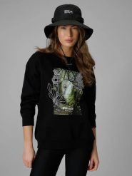 Bluza dresowa loose bez kaptura damska 4F 4FRSS26TSWSF2837. Czarne bluzy bez kaptura 4f, l, bez wzorów, z bawełny, bez kaptura, trekkingowe. Za 91.99 zł.
