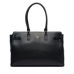 Torebka Tommy Hilfiger. Czarne shopper bag Tommy Hilfiger, bez wzorów, bez dodatków. Za 649.99 zł.