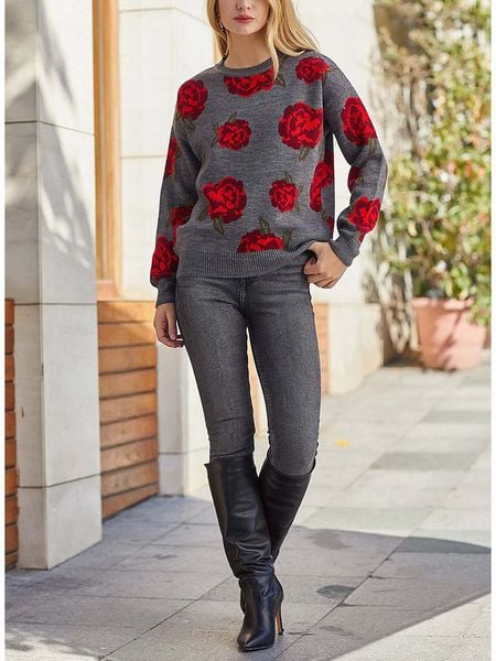 LA Angels Sweter w kolorze szaro-czerwonym rozmiar: S. Czerwone swetry LA Angels, s, bez wzorów, bez ramiączek. Za 154.07 zł.