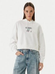 Guess Jeans Bluza W6RQ00 K68I4 Biały Relaxed Fit. Białe bluzy Guess Jeans, l, z aplikacjami, z bawełny, bez kaptura. Za 379.99 zł.