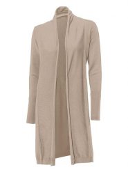 Heine Kardigan w kolorze beżowym rozmiar: 42. Brązowe swetry Heine, bez wzorów, bez ramiączek. Za 101.23 zł.