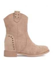 JENNY Kowbojki WS2991-20 Beżowy. Brązowe botki Jenny, bez wzorów, bez obcasa, na płaskiej podeszwie, bez zapięcia. Za 159.99 zł.