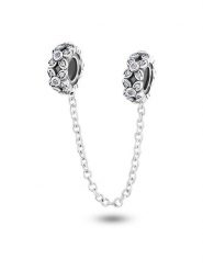 CHARM'S Srebrny łańcuszek zabezpieczający z kryształami rozmiar: onesize. Szare łańcuszki CHARM'S, z kryształem, srebrne. Za 160.96 zł.