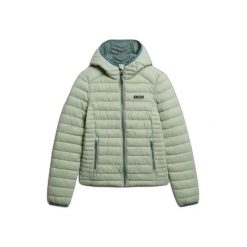 Damska kurtka puchowa Superdry Fuji Lite. Zielone kurtki Superdry, xs, z aplikacjami, z gumy, eleganckie, z kapturem. Za 508.65 zł.