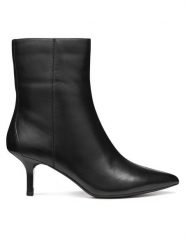 Geox Botki D Kleopy D56YBB 000TU C9999 Czarny. Czarne botki Geox, bez wzorów, ze skóry, bez obcasa, na szpilce, bez zapięcia. Za 699.99 zł.