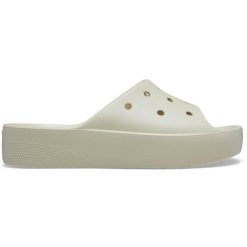 Klapki plażowe damskie Crocs Classic Platform Slide. Brązowe klapki Crocs, bez wzorów, bez obcasa, bez zapięcia. W wyprzedaży za 101.23 zł.