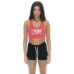 Odzież sportowa miękki na siłownia na co dzień. Czerwona biustonosze sportowe LEONE 1947 APPAREL, bez wzorów, z bawełny, na fitness i siłownię. W wyprzedaży za 54.73 zł.