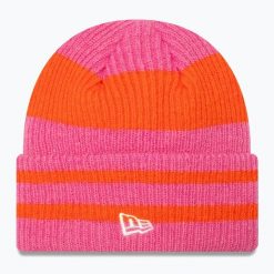 Czapka zimowa damska New Era Stripe Cuff Knit Beanie. Czerwone czapki zimowe New Era, bez wzorów. Za 139.99 zł.