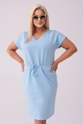 Błękitna dresowa sukienka Bianca PLUS SIZE XXL WIOSNA. Niebieskie sukienki Moda Size Plus Iwanek, na co dzień, l, bez wzorów, z bawełny, eleganckie, bez kołnierzyka, plus size, bez ramiączek, midi, proste. Za 239.90 zł.