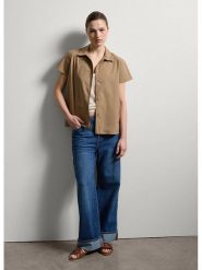 STEFANEL Koszula w kolorze jasnobrązowym rozmiar: L. Brązowe koszule Stefanel, l, bez wzorów, bez kołnierzyka, bez ramiączek. Za 165.99 zł.