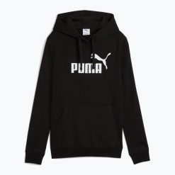 Bluza damska PUMA ESS No. 1 Logo Hoodie. Czarne bluzy Puma, l, bez wzorów, sportowe, bez ramiączek, bez kaptura. Za 171.00 zł.