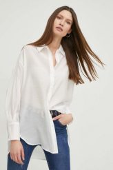 Answear Lab koszula damska kolor biały relaxed z kołnierzykiem klasycznym. Białe koszule Answear Lab, l, bez wzorów, z tkaniny, klasyczne, bez kołnierzyka, bez ramiączek. W wyprzedaży za 154.99 zł.