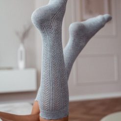Podkolanówki damskie 210 jodełka j.szary. Szare skarpetki Milena, bez wzorów, z bawełny. Za 24.00 zł.