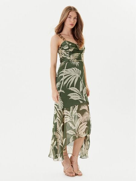 Guess Sukienka letnia W5YK64 WCWF2 Zielony Regular Fit. Zielone sukienki Guess, z aplikacjami, z syntetyku, bez kołnierzyka, bez ramiączek. Za 479.99 zł.