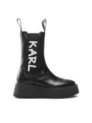 KARL LAGERFELD Sztyblety KL42460 Czarny. Czarne botki KARL LAGERFELD, bez wzorów, ze skóry, bez obcasa, na płaskiej podeszwie, bez zapięcia. Za 619.99 zł.
