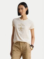 LAUREN RALPH LAUREN T-Shirt 200P13943002 Kremowy Regular Fit. Białe t-shirty Lauren Ralph Lauren, s, bez wzorów, z bawełny, bez kołnierzyka, bez ramiączek. Za 549.99 zł.