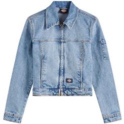 Kurtka dżinsowa Dickies Slim Rinsed Faded Blue. Niebieskie kurtki Dickies, bez wzorów, bez kaptura. Za 486.45 zł.