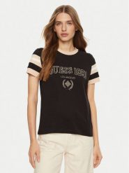 Guess T-Shirt V5RI00 KA260 Brązowy Regular Fit. Brązowe t-shirty Guess, xxs, z aplikacjami, z bawełny, bez kołnierzyka, bez ramiączek. Za 119.99 zł.