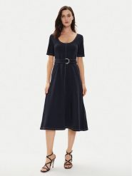 Tommy Hilfiger Sukienka codzienna WW0WW42431 Granatowy Regular Fit. Niebieskie sukienki Tommy Hilfiger, na co dzień, m, bez wzorów, z bawełny, bez kołnierzyka, bez ramiączek, proste. Za 419.99 zł.