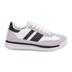Buty Sportowe Sneakersy Damskie Białe. Białe buty treningowe na lato, bez wzorów, bez zapięcia. Za 146.62 zł.