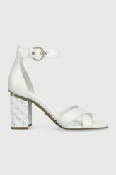Guess sandały skórzane YANCY kolor biały FL6YAN LEA03. Białe sandały Guess, z aplikacjami, z gumy, bez obcasa, na obcasie, bez zapięcia. Za 739.99 zł.