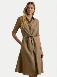 LAUREN RALPH LAUREN Sukienka koszulowa 200905667016 Beżowy Regular Fit. Brązowe sukienki Lauren Ralph Lauren, bez wzorów, ze lnu, bez kołnierzyka, bez ramiączek, koszulowe. Za 919.99 zł.