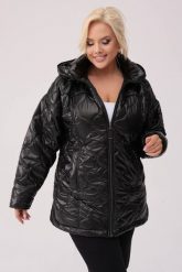 Pikowana jesienna czarna kurtka Martyna z kapturem PLUS SIZE XXL JESIEŃ. Czarne kurtki Moda Size Plus Iwanek, na jesień, plus size, bez wzorów, z poliesteru, z kapturem. W wyprzedaży za 199.90 zł.