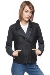 DAMSKA KURTKA SKÓRZANE WRANGLER DAISY LEATHER JACKET BLACK W4070ZA01. Czarne kurtki Wrangler, xs, bez wzorów, z bawełny, eleganckie, bez kaptura. Za 459.99 zł.