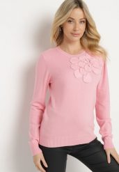 Różowy Sweter z Wiskozą Modalem i Aplikacjami 3D Esalttia. Czerwone swetry Born2be, na zimę, m, z aplikacjami, z jeansu, eleganckie, bez ramiączek. W wyprzedaży za 76.49 zł.