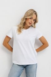 T-SHIRT INGA BIAŁY Z HAFTEM L - Flawless. Białe t-shirty sportowe Flawless, l, bez wzorów, z bawełny, bez ramiączek. Za 219.00 zł.