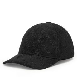 Czapka z daszkiem Guess. Czarne czapki z daszkiem Guess, z aplikacjami. Za 199.99 zł.