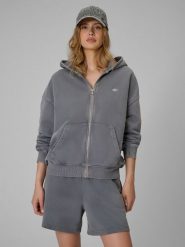 4F Bluza dresowa oversize z kapturem damska - szara S. Szare bluzy z kapturem 4f, na lato, s, bez wzorów, z dresówki, z kapturem, trekkingowe. Za 199.99 zł.
