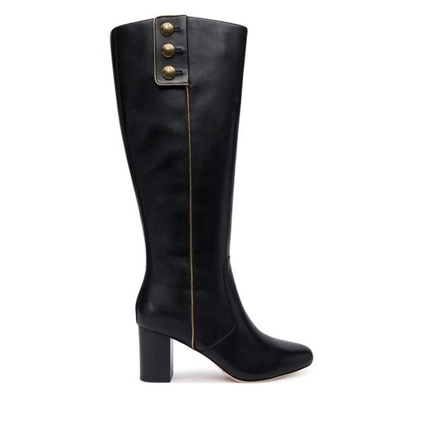 Kozaki LAUREN RALPH LAUREN. Czarne kozaki Lauren Ralph Lauren, bez wzorów, bez obcasa, na słupku, bez zapięcia. Za 909.99 zł.