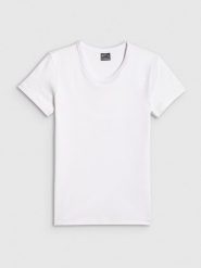 4F T-shirt slim gładki damski - biały L. Białe t-shirty 4f, l, bez wzorów, z bawełny, klasyczne, bez kołnierzyka, bez ramiączek. Za 49.99 zł.