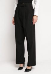 Czarne Garniturowe Spodnie z Wysokim Stanem i Szerokimi Nogawkami Cerda. Czarne jeansy Born2be, l, bez wzorów, z jeansu, eleganckie, z podwyższonym stanem. Za 159.99 zł.