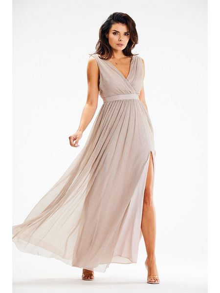 Awama Sukienka w kolorze beżowym rozmiar: S. Brązowe sukienki Awama, s, bez wzorów, bez kołnierzyka, bez ramiączek, maxi. Za 331.95 zł.