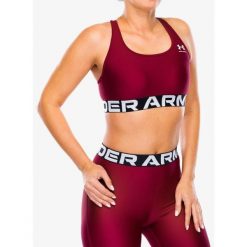 Stanik sportowy Under Armour HeatGear Authentics Mid Branded Bra. Czerwone biustonosze sportowe Under Armour, bez wzorów, na fitness i siłownię. Za 97.99 zł.