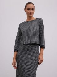 BGN Bluzka w kolorze czarno-szarym rozmiar: 40. Czarne bluzki BGN, bez wzorów, bez kołnierzyka, bez ramiączek. Za 117.45 zł.