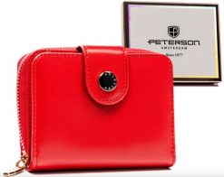 Portfel damski Peterson PTN 014-JI czerwony. Czerwone portfele Peterson, bez wzorów, ze skóry. Za 89.00 zł.