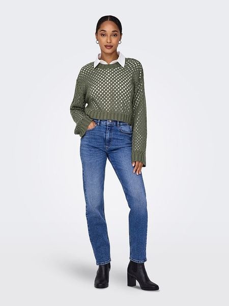 ONLY Sweter w kolorze khaki rozmiar: L. Brązowe swetry ONLY, l, bez wzorów, bez ramiączek. Za 41.39 zł.