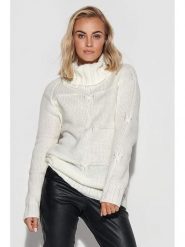Makadamia Sweter w kolorze kremowym rozmiar: onesize. Brązowe swetry Makadamia, bez wzorów, z wełny, bez ramiączek. Za 79.40 zł.