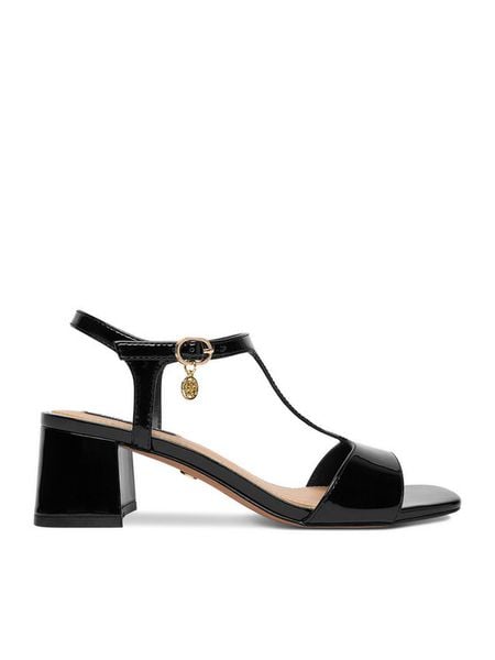 Nine West Sandały CEO-LS505187-14 Czarny. Czarne sandały Nine West, bez wzorów, ze skóry, bez obcasa, na słupku, bez zapięcia. Za 229.99 zł.