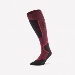 Skarpety narciarskie dla dorosłych Wedze 500 Merino Wool z wełną merynosa. Brązowe skarpetki WED'ZE, bez wzorów, z dzianiny, narciarskie. Za 49.99 zł.